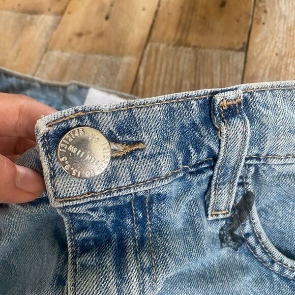 Current Elliot Love Letter Denim Step Ladder Hem Mini Skirt All Over Print - Picture 4 of 10